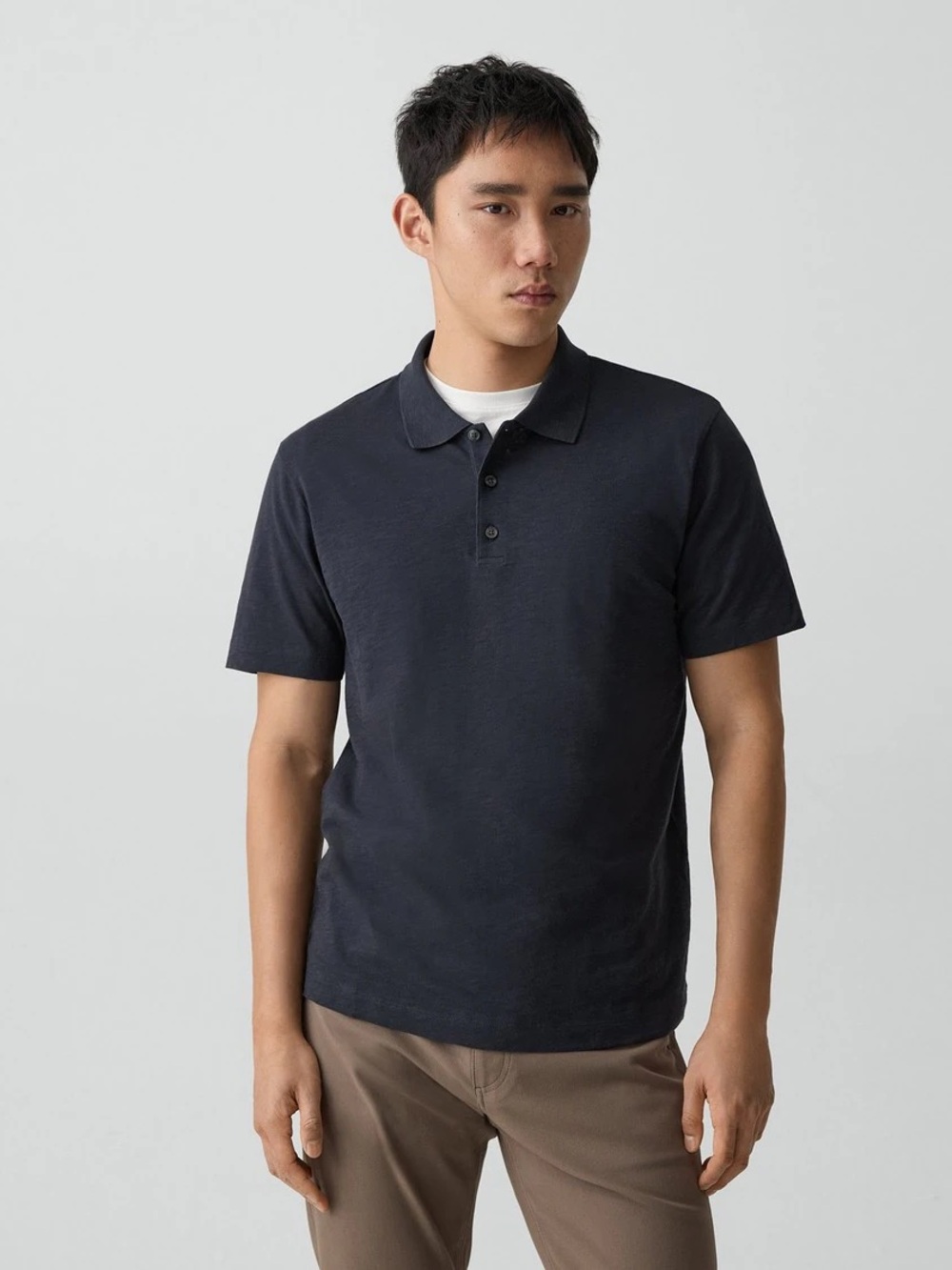 Theory Men’s Charcoal Gray Polo Shirt Size Medium 100% Pima Cotton